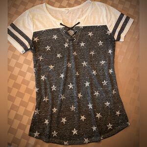 Grey and white lace-up tee from Maurice’s M